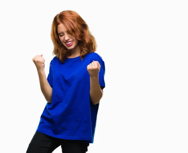 Young Beautiful Woman Isolated Background Very Happy Excited Doing Winner — Stock Photo, Image