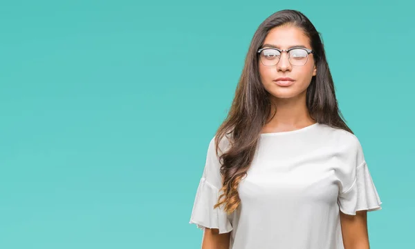Junge Schöne Arabische Frau Mit Brille Über Isoliertem Hintergrund Mit — Stockfoto