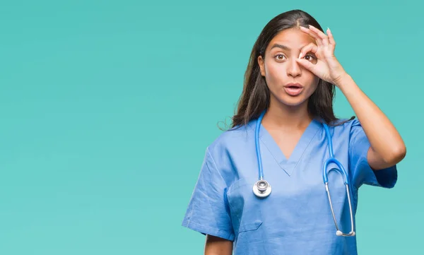 Young Arab Doctor Surgeon Woman Isolated Background Doing Gesture Shocked — Stock Photo, Image