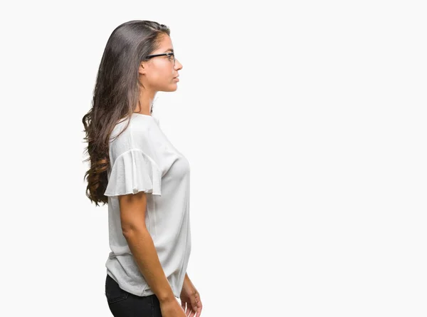 Junge Schöne Arabische Frau Trägt Brille Über Isoliertem Hintergrund Zur — Stockfoto