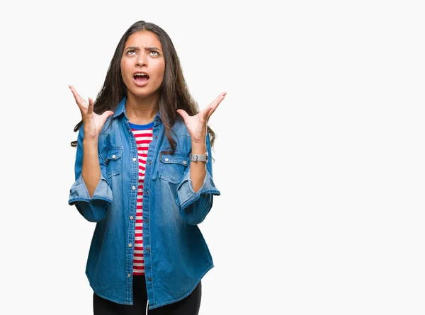 Young Beautiful Arab Woman Isolated Background Crazy Mad Shouting Yelling — Stock Photo, Image