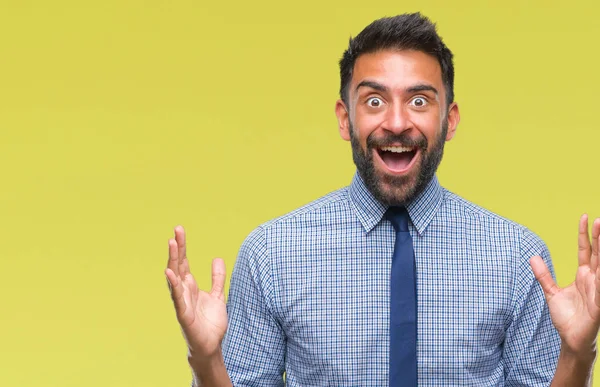 Uomo Affari Ispanico Adulto Sfondo Isolato Che Celebra Pazzo Stupito — Foto Stock