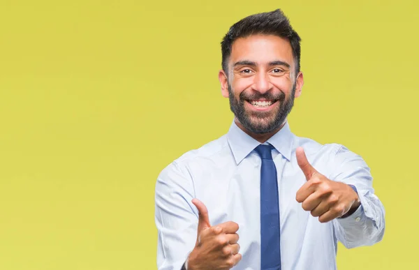 Erwachsener Hispanischer Geschäftsmann Mit Isoliertem Hintergrund Der Positive Gesten Mit — Stockfoto