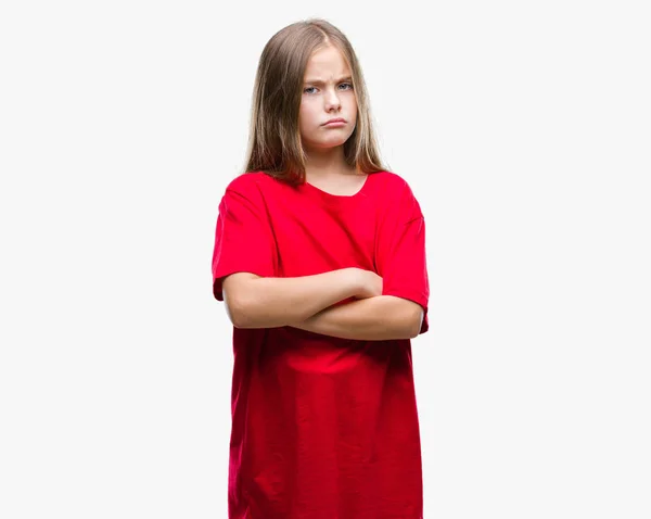 Menina Bonita Jovem Sobre Fundo Isolado Cético Nervoso Desaprovando Expressão — Fotografia de Stock