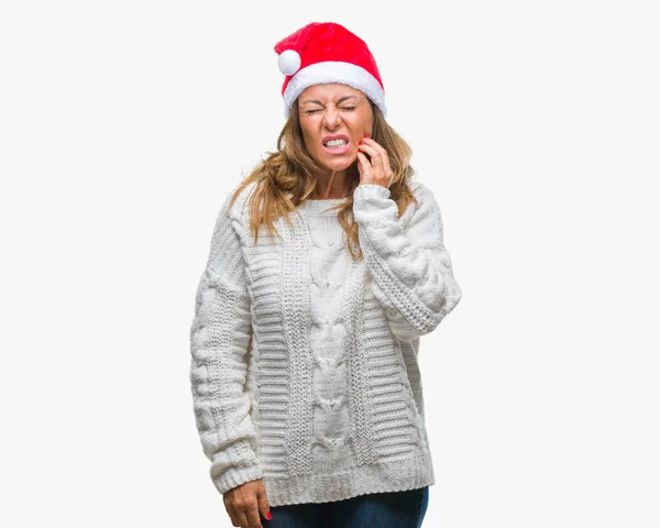 Middle Age Senior Hispanic Woman Wearing Christmas Hat Isolated Background — Stock Photo, Image