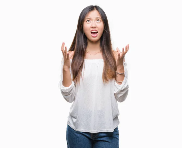 Jeune Femme Asiatique Sur Fond Isolé Fou Fou Crier Crier — Photo