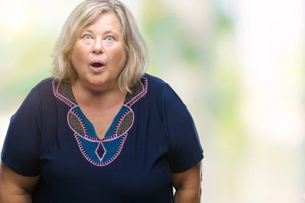 Senior Size Caucasian Woman Isolated Background Afraid Shocked Surprise Expression — Stock Photo, Image