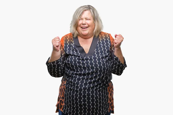 Senior Size Caucasian Woman Isolated Background Celebrating Mad Crazy Success — Stock Photo, Image