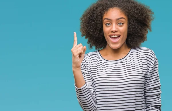 Young Afro American Woman Isolated Background Pointing Finger Successful Idea — Stock Photo, Image