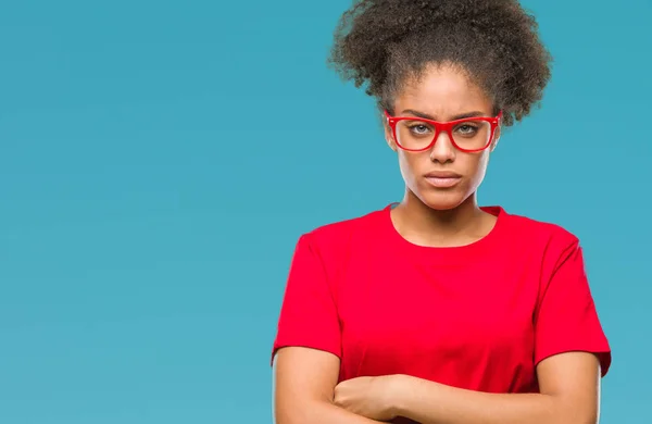 Jonge Afro Amerikaanse Vrouw Bril Geïsoleerde Achtergrond Scepticus Nerveus Afkeurende — Stockfoto