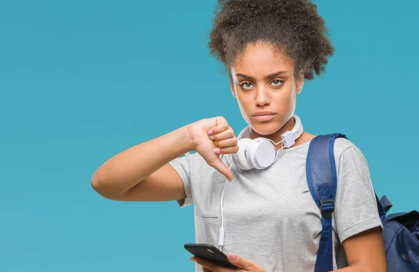 Jonge Mooie Afro Amerikaanse Student Vrouw Houdt Van Rugzak Geïsoleerd — Stockfoto