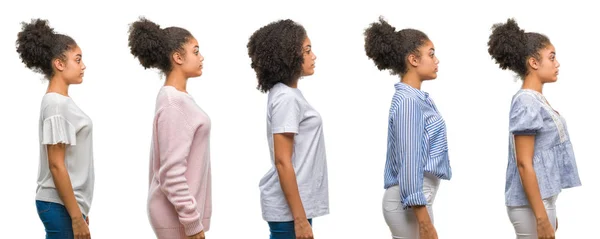 Collage Mujer Afroamericana Sobre Fondo Aislado Mirando Hacia Lado Pose — Foto de Stock
