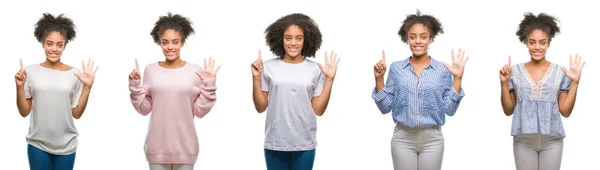 Colagem Mulher Afro Americana Sobre Fundo Isolado Mostrando Apontando Para — Fotografia de Stock