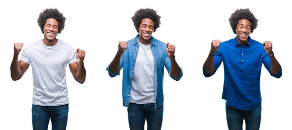 Collage Van Afro Amerikaanse Jongeman Shirtless Zakenman Geïsoleerde Achtergrond Enthousiast — Stockfoto