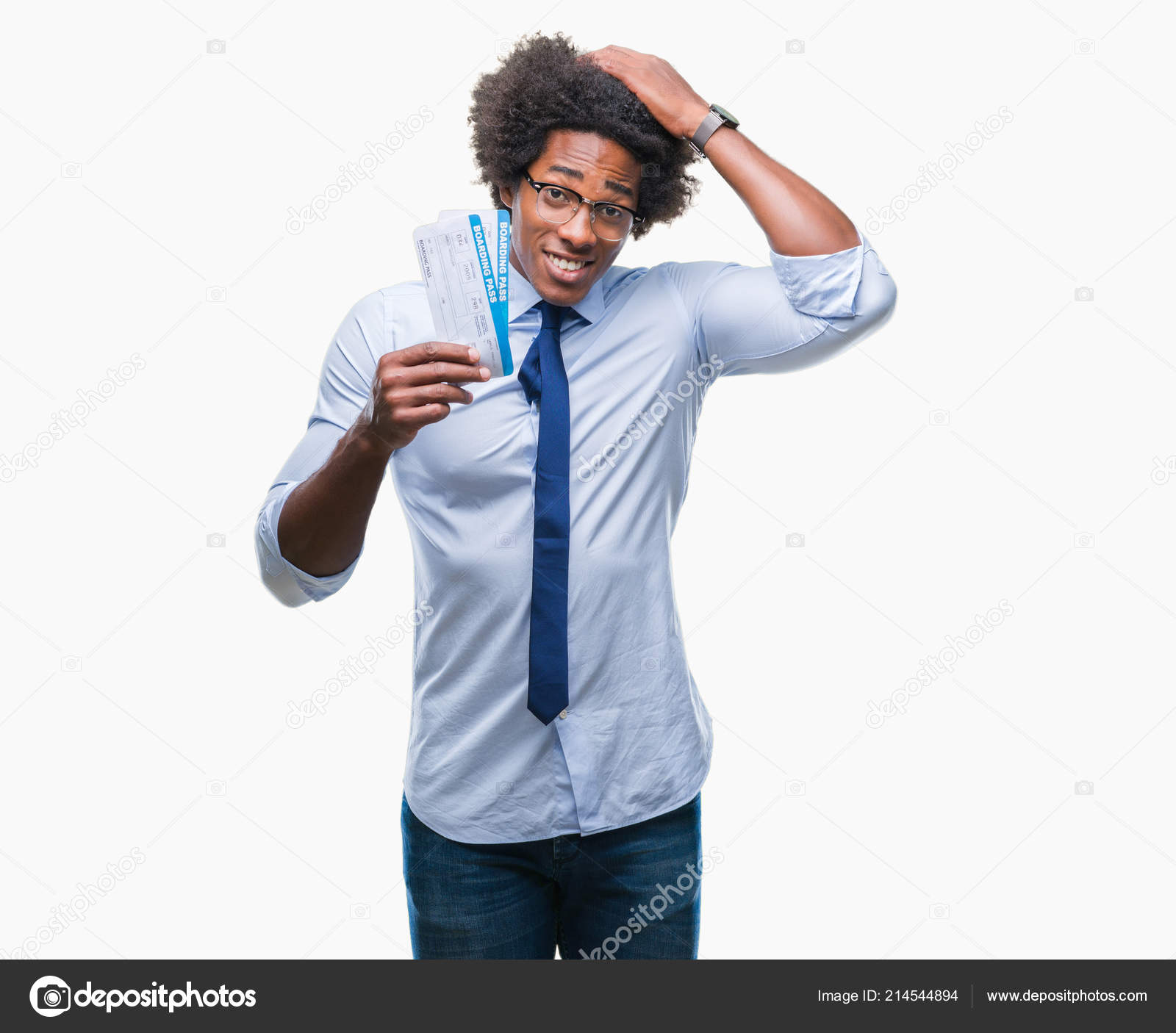 Stressed Out Students How Boarding >> Afro American Man Holding Boarding Pass Isolated Background Stressed Stressed Out Students How Boarding >> Afro American Man Holding Boarding Pass Isolated Background Stressed