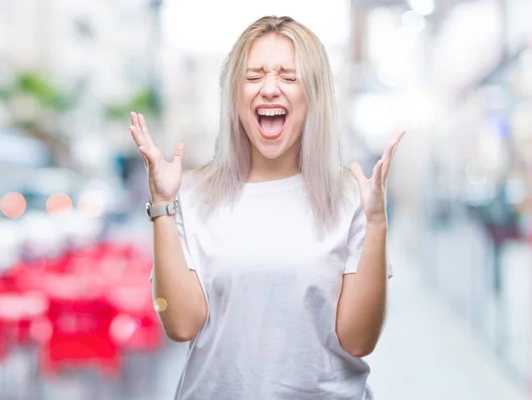 Junge Blonde Frau Mit Isoliertem Hintergrund Die Verrückt Und Erfolgsverrückt — Stockfoto