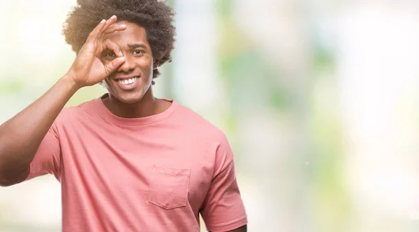 Afro Amerikansk Man Över Isolerade Bakgrund Gör Gest Med Handen — Stockfoto