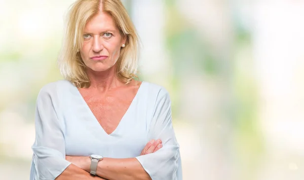 Middle Age Blonde Business Woman Isolated Background Skeptic Nervous Disapproving — Stock Photo, Image