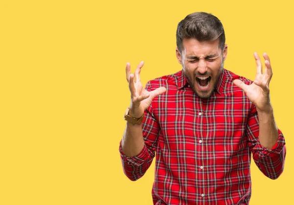 Joven Hombre Guapo Sobre Fondo Aislado Celebrando Loco Loco Por —  Fotos de Stock