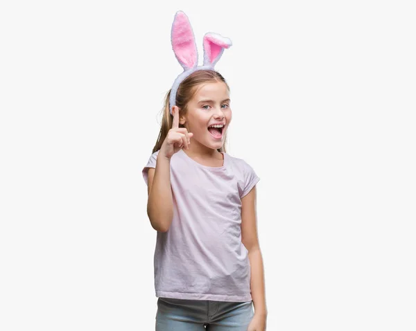 Başarılı Fikirle Izole Arka Plan Işaret Parmağı Üzerinde Paskalya Bunny — Stok fotoğraf