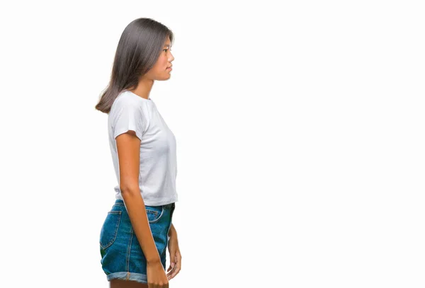 Young Asian Woman Isolated Background Looking Side Relax Profile Pose — Stock Photo, Image
