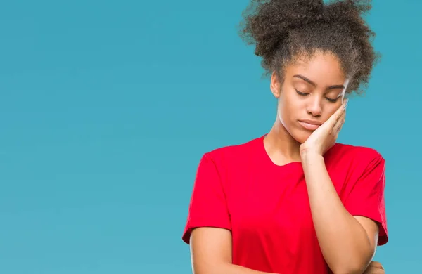 Jovem Afro Americana Sobre Fundo Isolado Pensando Que Parece Cansado — Fotografia de Stock