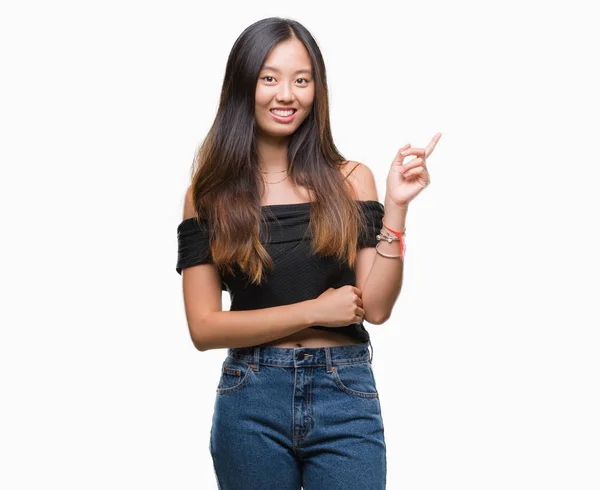 Junge Asiatin Vor Isoliertem Hintergrund Mit Einem Breiten Lächeln Gesicht — Stockfoto