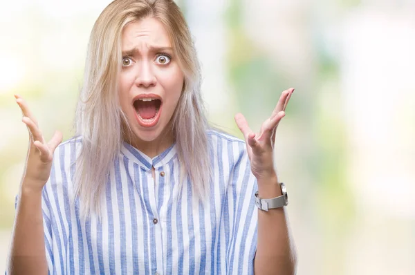 Young Blonde Woman Isolated Background Celebrating Crazy Amazed Success Arms — Stock Photo, Image