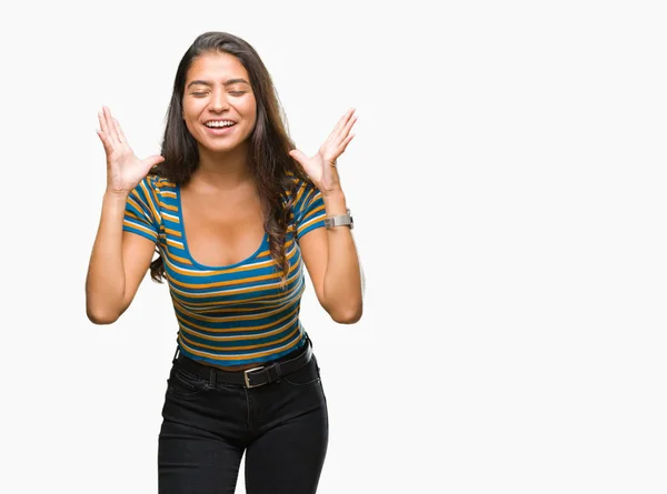 Young Beautiful Arab Woman Isolated Background Celebrating Mad Crazy Success — Stock Photo, Image