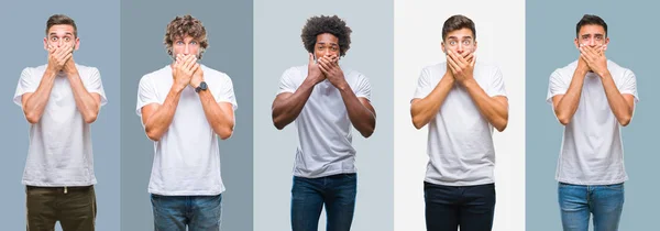 Collage Grupo Guapos Hombres Hispanos Indios Árabes Sobre Fondo Vintage — Foto de Stock