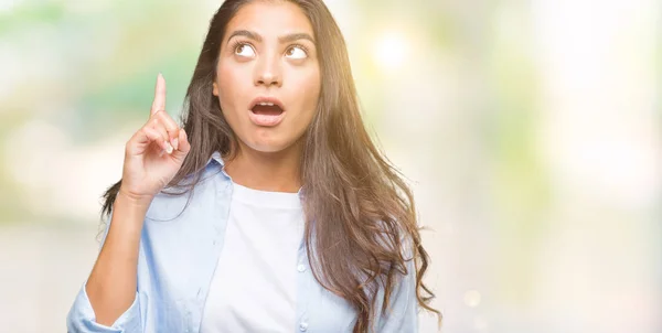 Young Beautiful Arab Woman Isolated Background Pointing Finger Successful Idea — Stock Photo, Image