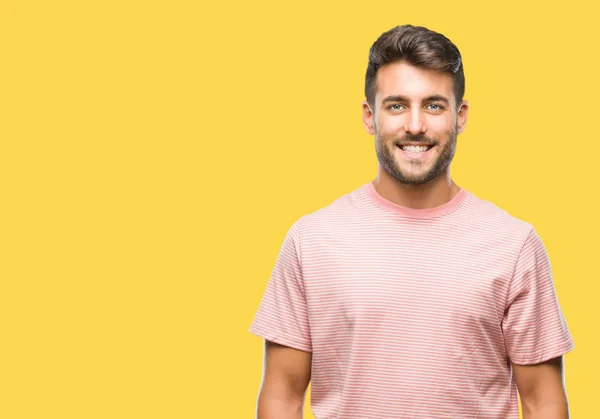 Joven Hombre Guapo Sobre Fondo Aislado Con Una Sonrisa Feliz — Foto de Stock