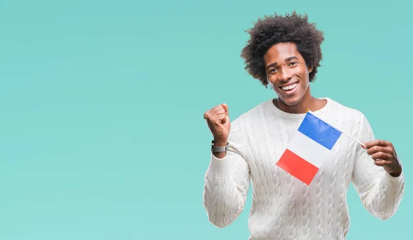 Drapeau Afro Américain France Sur Fond Isolé Criant Fier Célébrant — Photo