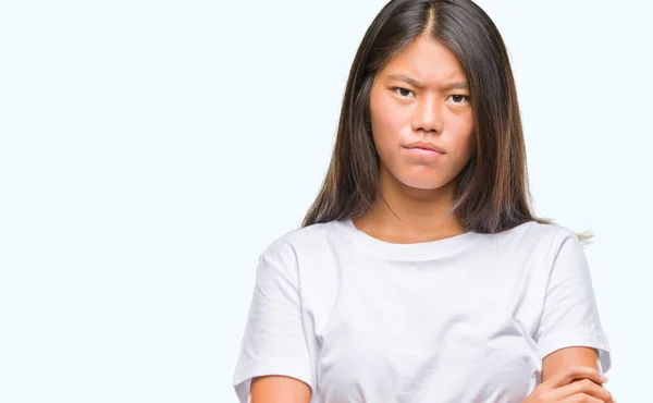 Jonge Aziatische Vrouw Geïsoleerde Achtergrond Scepticus Nerveus Afkeurende Uitdrukking Het — Stockfoto