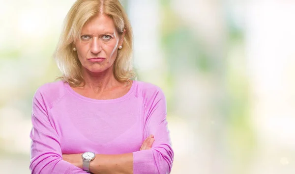 Middle Age Blonde Woman Isolated Background Skeptic Nervous Disapproving Expression — Stock Photo, Image