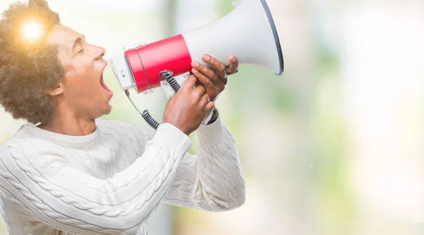 Young Handsome Afro American Black Man Shouting Megaphone — Stock Photo, Image