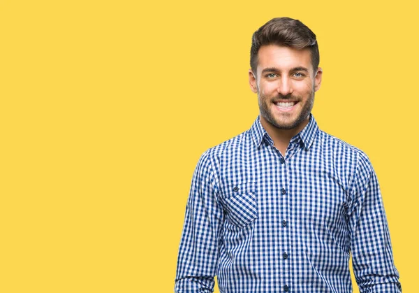 Joven Hombre Guapo Sobre Fondo Aislado Con Una Sonrisa Feliz —  Fotos de Stock