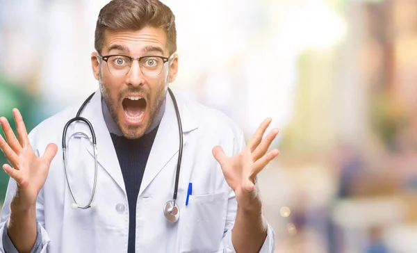 Young Handsome Doctor Man Isolated Background Celebrating Crazy Amazed Success — Stock Photo, Image
