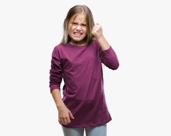 Young Beautiful Girl Isolated Background Angry Mad Raising Fist Frustrated — Stock Photo, Image