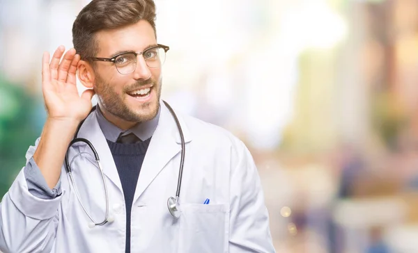 Young Handsome Surgeon Doctor Blurred Colorful Background — Stock Photo, Image