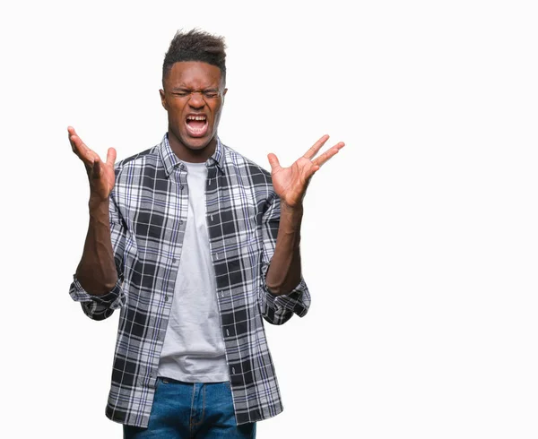 Jovem Afro Americano Sobre Fundo Isolado Celebrando Louco Louco Pelo — Fotografia de Stock