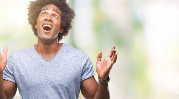 Afro Americano Homem Sobre Isolado Fundo Louco Louco Gritando Gritando — Fotografia de Stock