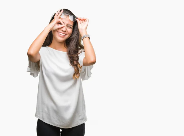 Jeune Belle Femme Arabe Portant Des Lunettes Sur Fond Isolé — Photo