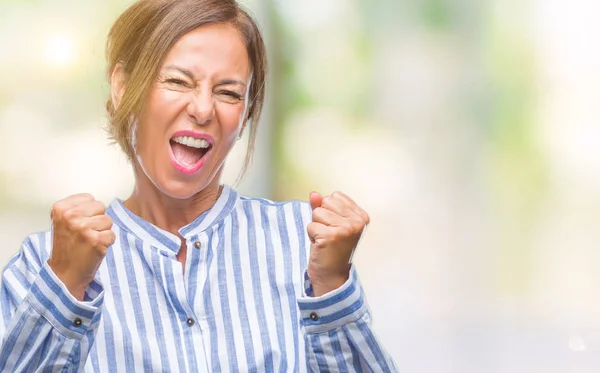Middle Age Senior Hispanic Woman Isolated Background Very Happy Excited — Stock Photo, Image