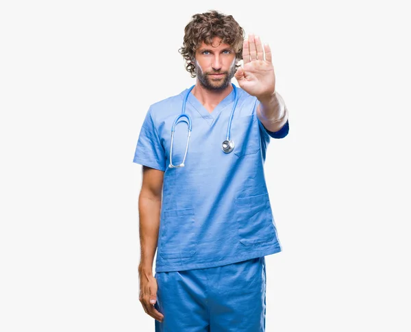 Yakışıklı Spanyol Cerrah Doktor Adam Izole Arka Stop Şarkı Elin — Stok fotoğraf