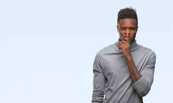 Jonge Afro Amerikaanse Man Geïsoleerde Achtergrond Vragen Stil Met Vinger — Stockfoto