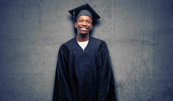 Jonge Afrikaanse Afgestudeerde Student Zwarte Man Denken Opzoeken Uiten Twijfel — Stockfoto