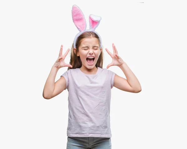 Junges Schönes Mädchen Mit Osterhasenohren Vor Isoliertem Hintergrund Das Verrückt — Stockfoto