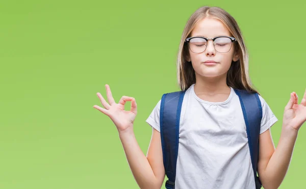 Joven Chica Estudiante Inteligente Hermosa Con Mochila Sobre Fondo Aislado —  Fotos de Stock