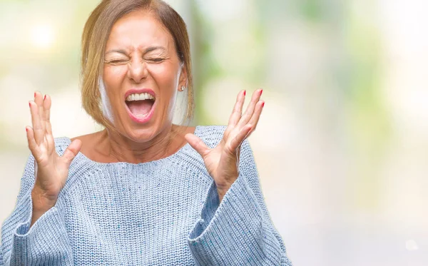 Ältere Hispanische Frau Mittleren Alters Trägt Winterpullover Über Isoliertem Hintergrund — Stockfoto